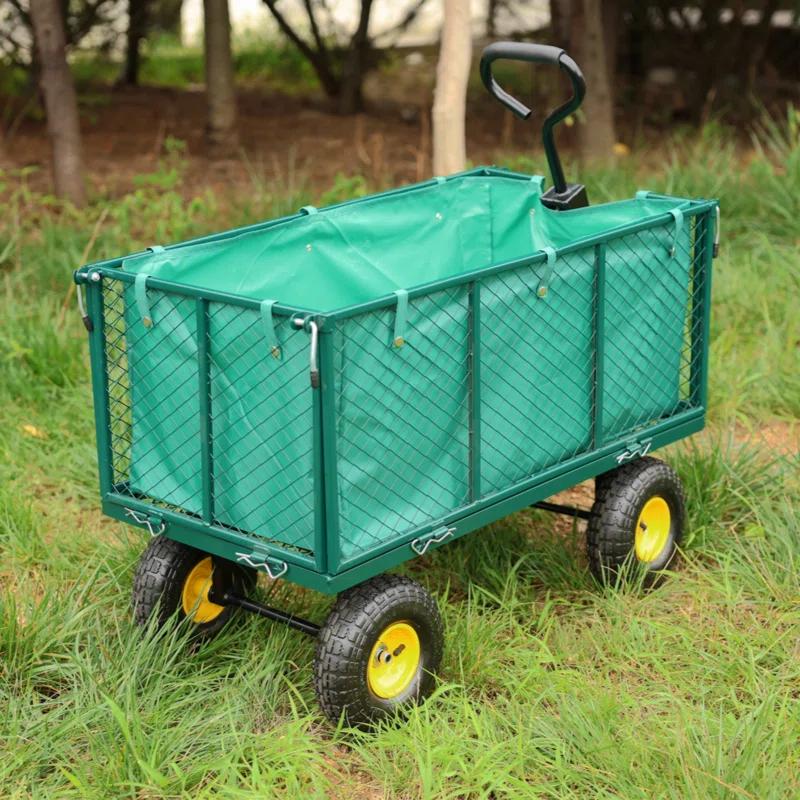 GZMWON Flower Cart Garden Flower Cart Is Easier To Transport Firewood Green+Cloth Bag