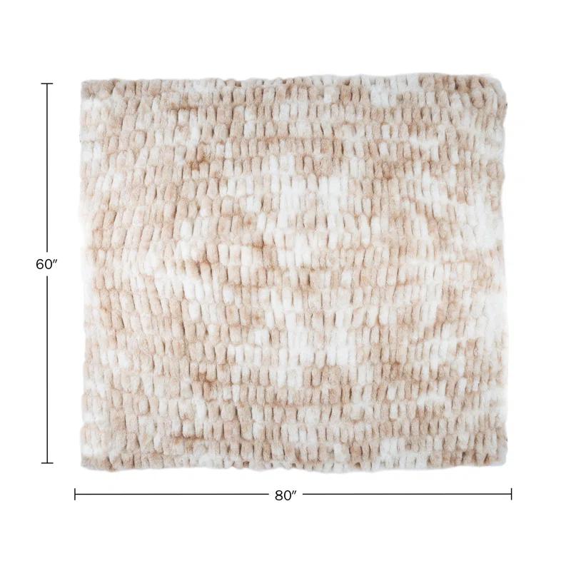 Lavish Home Oversized Ruched Faux Fur Blanket - 60x80-Inch Jacquard Faux Fur Queen-Size Throw for Sofas and Beds - Luxurious Bedding by Lavish Home