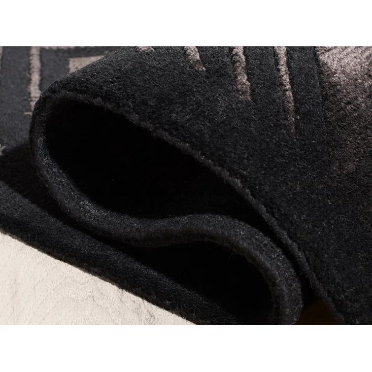 Onyx Art Deco Hand-Knotted Wool-Viscose Stripe Accent Rug