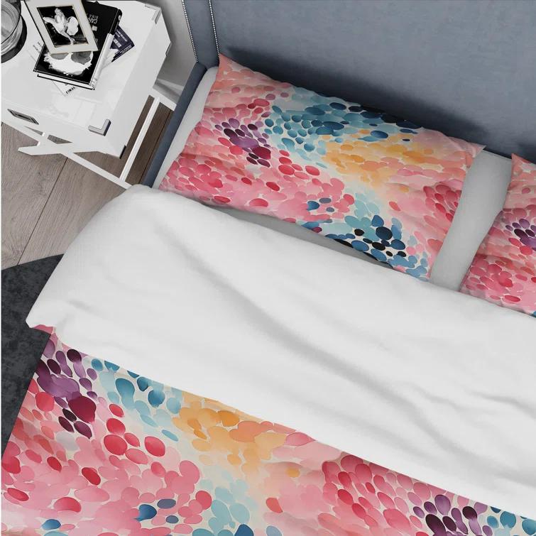 Design Art Watercolor Eccentricity Pink And Blue I Abstract Duvet Cover Set