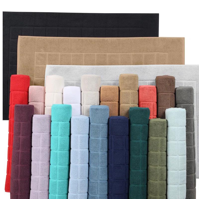 Superior Nora Cotton Terry Solid Absorbent Thick Checkered Washable Bath Mat Set Of 2 | AllModern