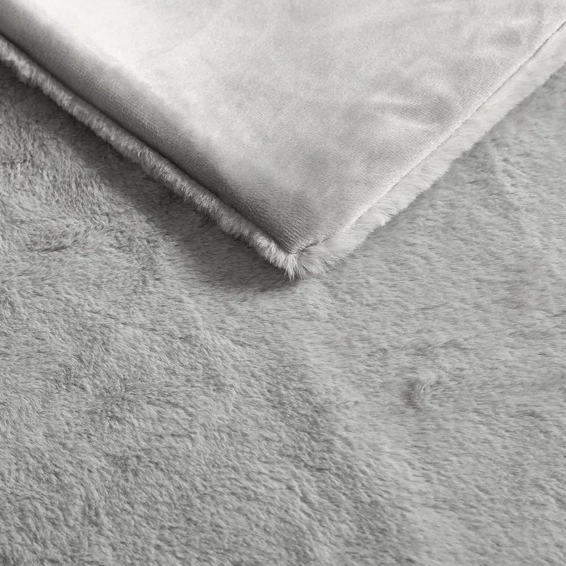 Kenneth Cole Faux Fur Solid Throw Blankets