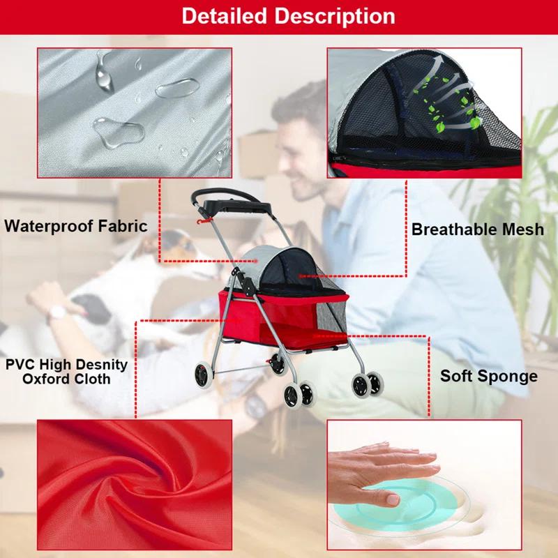 BestPet Foldable Pet Jogger Stroller