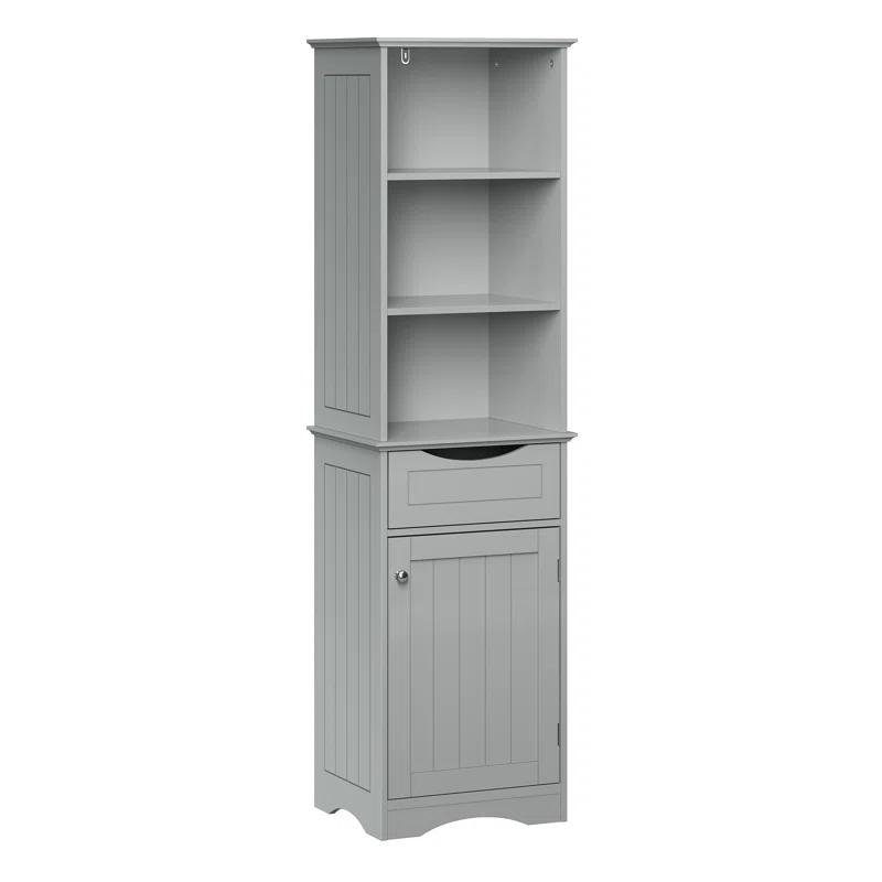 RiverRidge Home RiverRidge Ashland Tall Bathroom Storage Linen Cabinet and Organizer with Drawer and Shelves