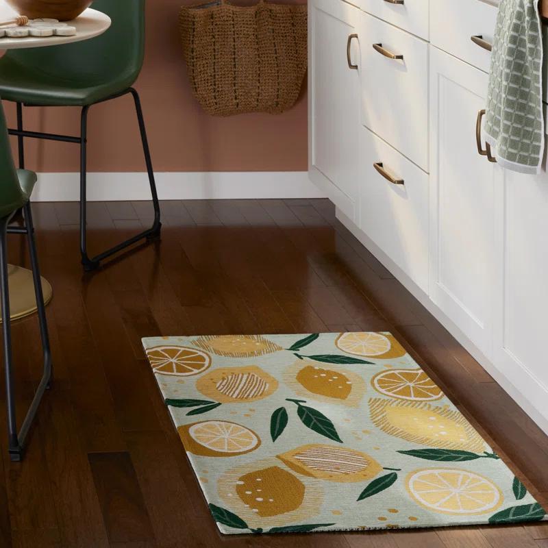Town & Country Living TOWN & COUNTRY Living Livie Fresh Lemon Everwash Washable Non-Slip Backing Kitchen Runner Rug