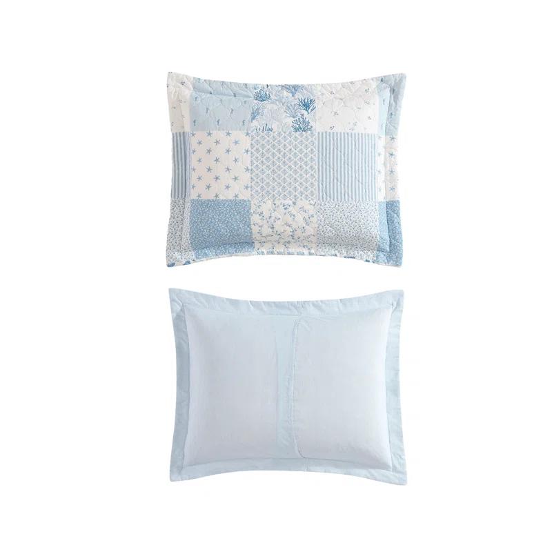Laura Ashley Morning Glory Laura Ashley Coastal Patchwork Cotton Blue Quilt Set