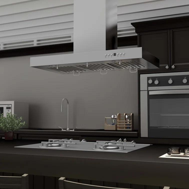 ZLINE 30 in. Convertible Vent Isl& Mount Range Hood in Stainless Steel (KE2i-30)