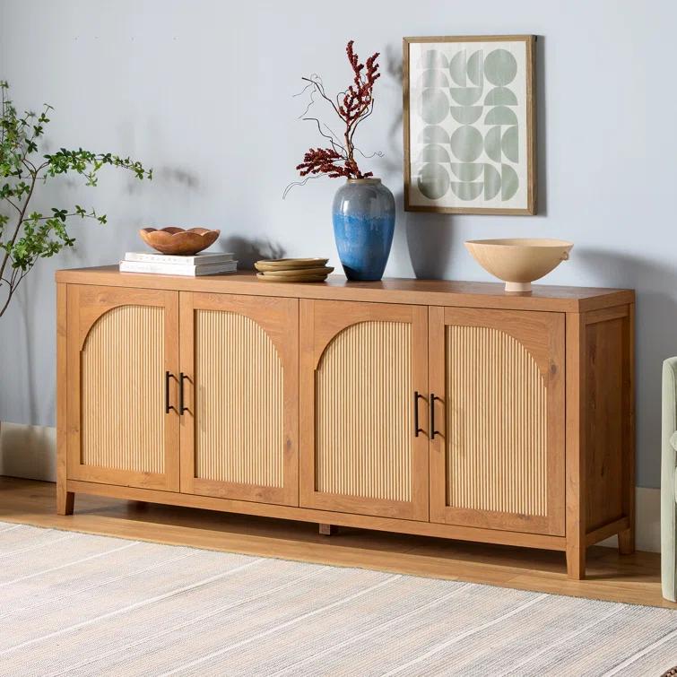Millwood Pines Eilisha Modern Reeded Sideboard with Arched Doors