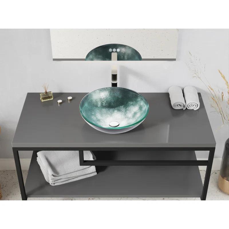 ANZZI LS-AZ917 ANZZI Belissima 16.5'' Stellar Gray Glass Circular Bathroom Sink