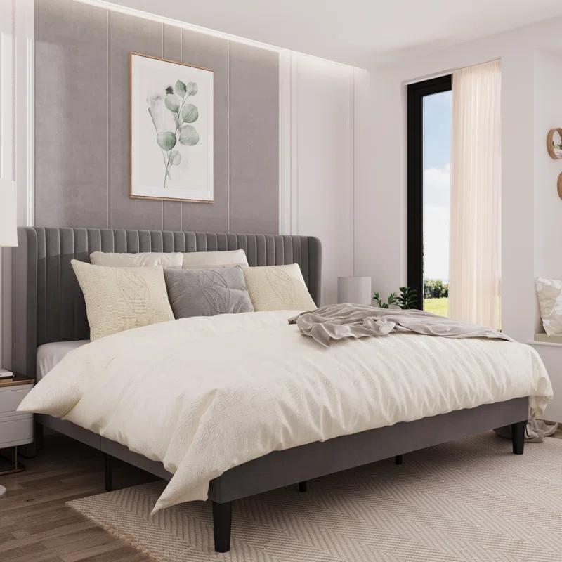Candler Upholstered Platform Bed with Wingback