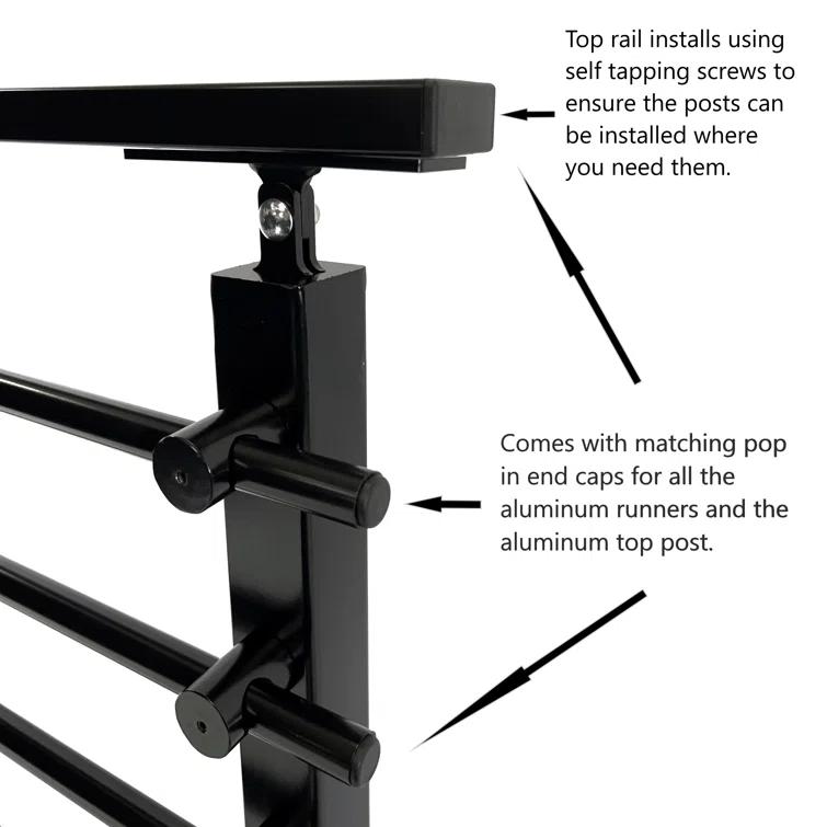 Concept Fusion Modern Horizontal Adjustable Railing Banister System for Staircases Balconies and Decks Complete Guard Railing Kit
