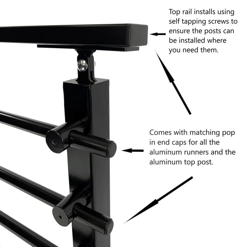 Concept Fusion Modern Horizontal Adjustable Railing Banister System for Staircases Balconies and Decks Complete Guard Railing Kit