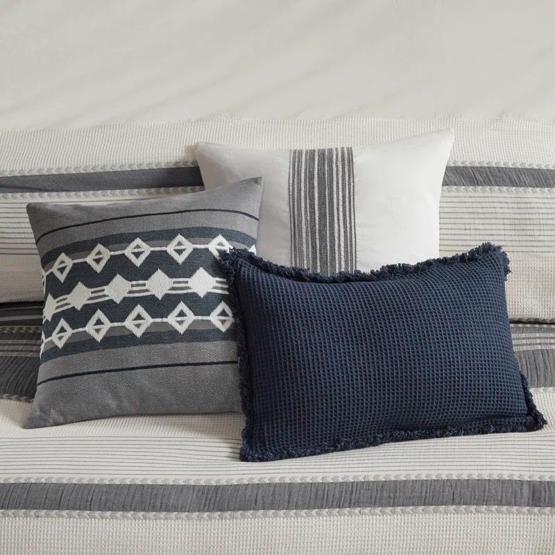 Murphy Oversized Cotton Jacquard Comforter Set With Euro Shams And Throw Pillows