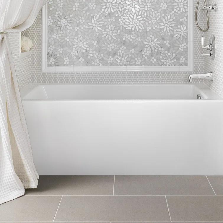 Hydro Systems Sydney 60'' x 34'' Alcove / Tile In Whirlpool Acrylic Bathtub SYD6034AWP-WHI-LH-WOV.WHI