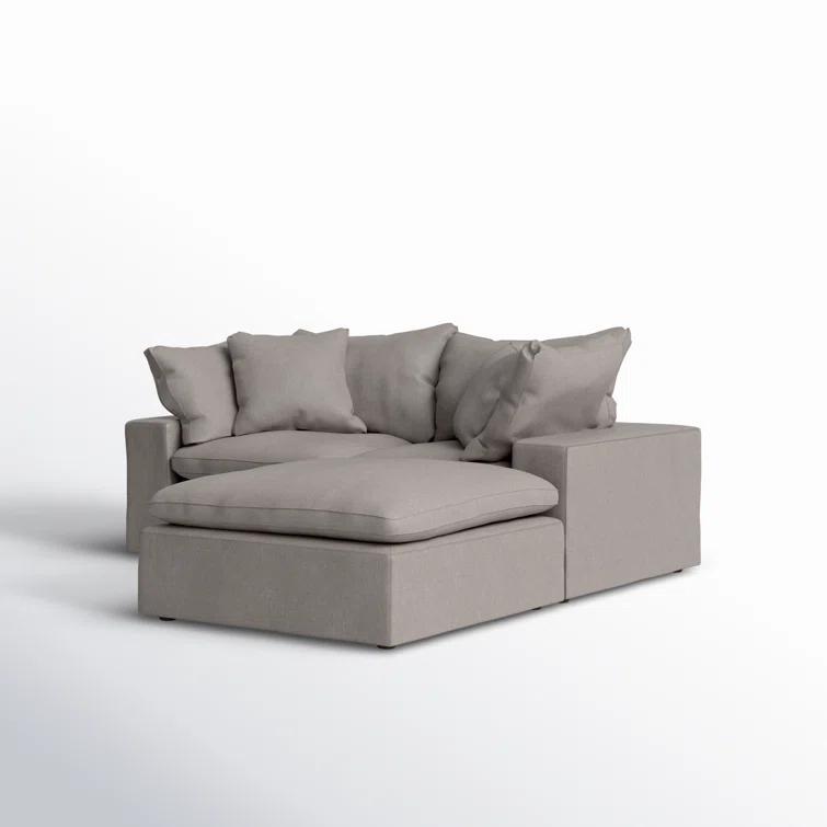 Modular Sectional Sofa - Light Grey Fabric Nook Couch - Home Living Room Seating