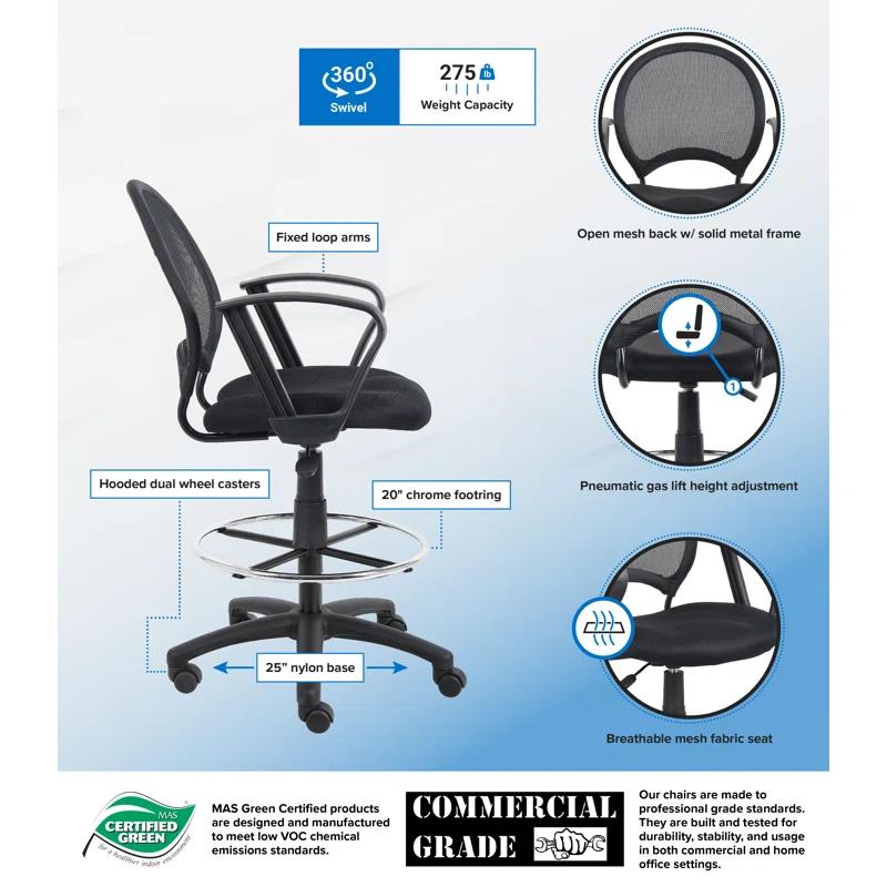 Boss Office Products Mesh Drafting Chair