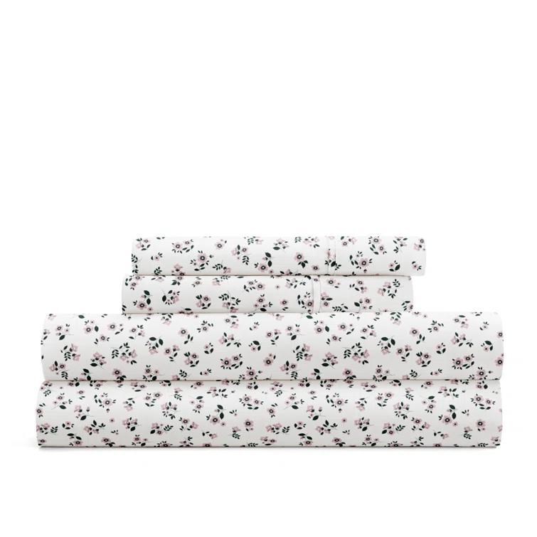 IEnjoy Home 4 Piece Sheet Set Patterned Microfiber Ultra Soft Bedding in Floral Dream