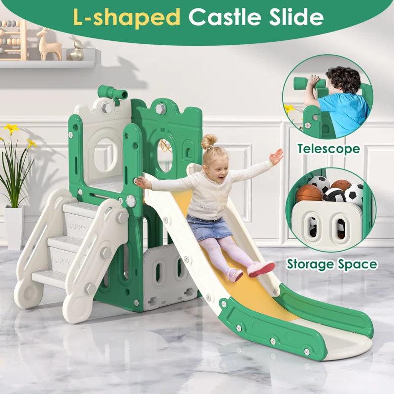 7 in 1 Kids Slide, Toddler slide with Climber Outdoor Indoor Slide Playset