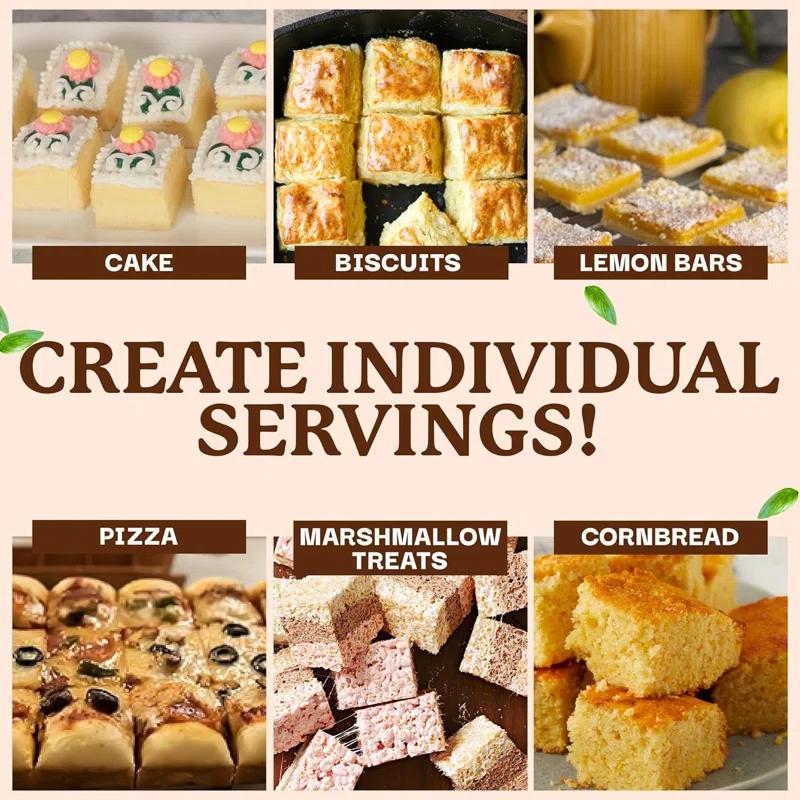 Anadea 2 In 1 Cake Pan + Brownie Baking Tray With 24 Pre-Cut Molds, Non-Toxic Oven/Dishwasher Safe