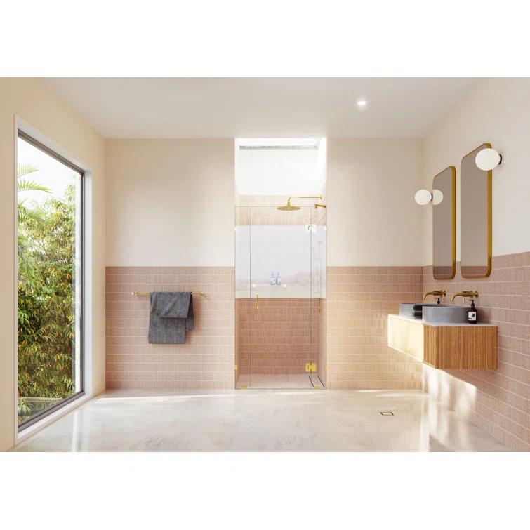 Glass Warehouse Stellar 41.75 in. W x 78 in. H Fully Frameless 3 Panel Inline Glass Hinged Shower Enclosure GHF-41.75-PB