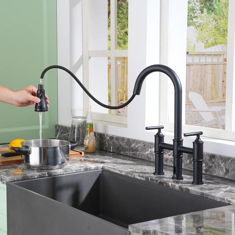 CASAINC 1.8 GPM Single-Handle Spring Pull-Down Kitchen Faucet Single Hole Faucet