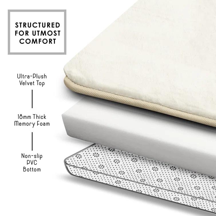 Clara Clark Ultra Soft and Absorbent Memory Foam Bath Rug Set with Non-Slip Backing