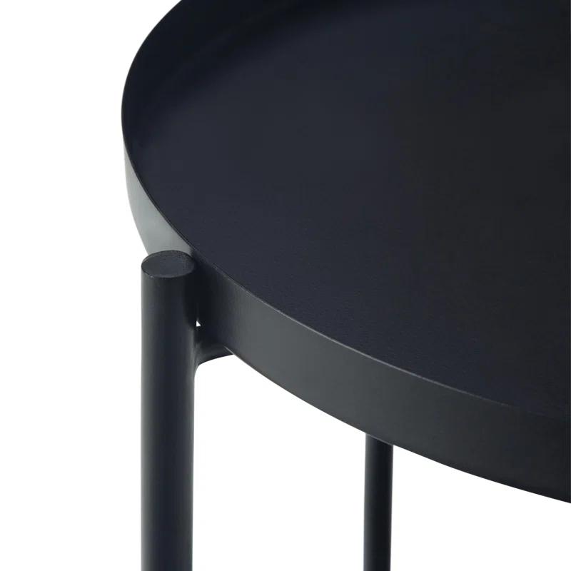 Simpli Home Monet 17"W Round Metal End Table with Flippable Tray Top