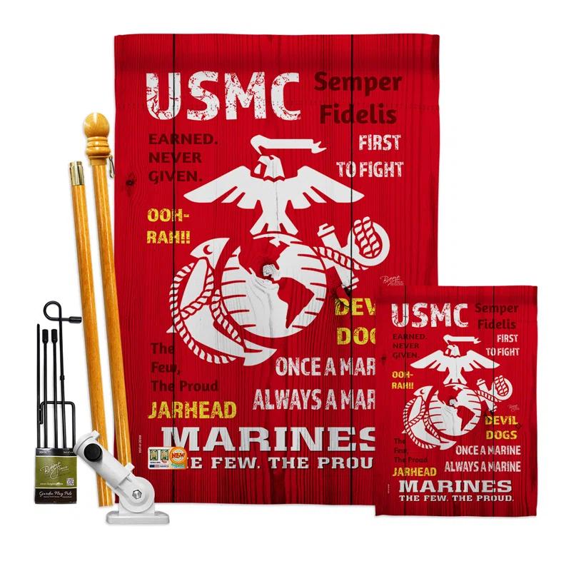 Breeze Decor Double Sided 40'' H x 28'' W Polyester Independence Day Flag Set