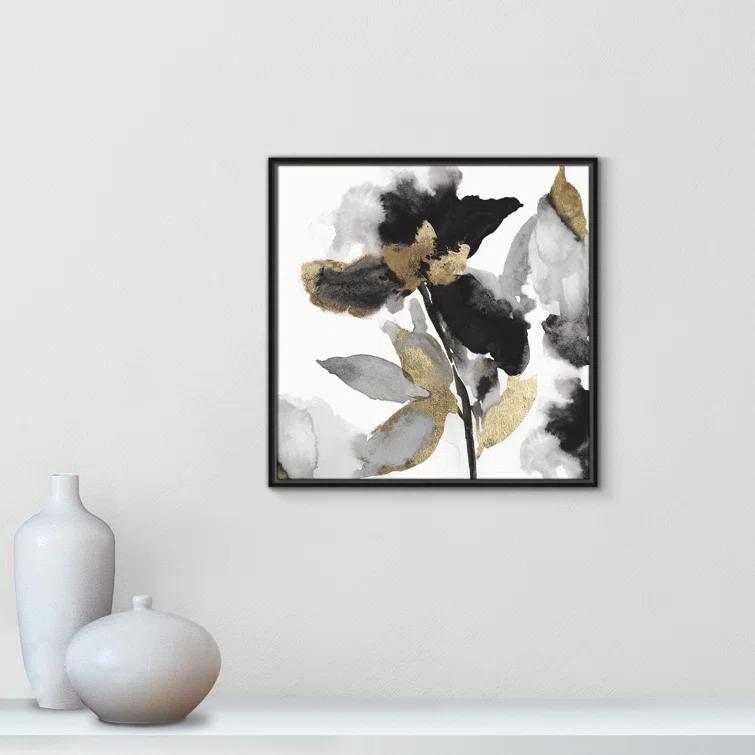 Casa Fine Arts Black Petals Gold Leaves II Print by Asia Jensen