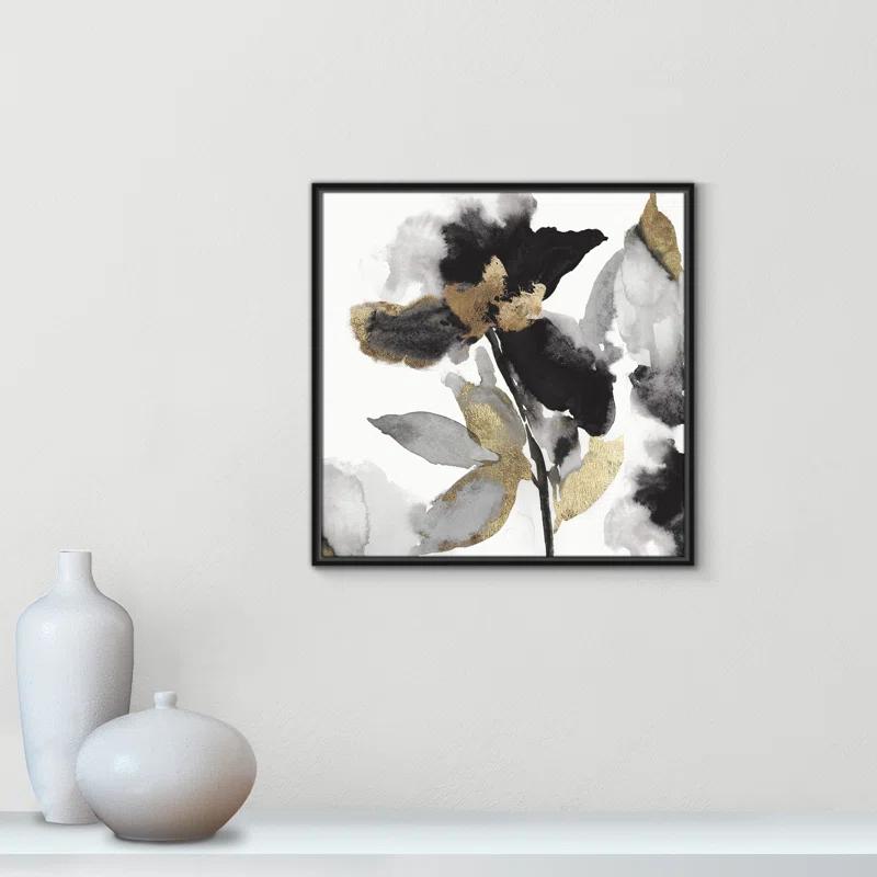 Casa Fine Arts Black Petals Gold Leaves II Print by Asia Jensen