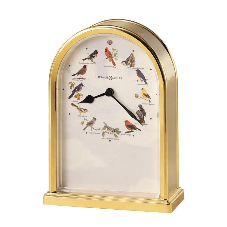 Howard Miller® Musical And Chiming Table Clocks Traditional Analog Acrylic Quartz Movement / Crystal Tabletop Clock in Polished Brass/Brushed Brass