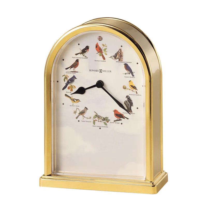 Howard Miller® Musical And Chiming Table Clocks Traditional Analog Acrylic Quartz Movement / Crystal Tabletop Clock in Polished Brass/Brushed Brass