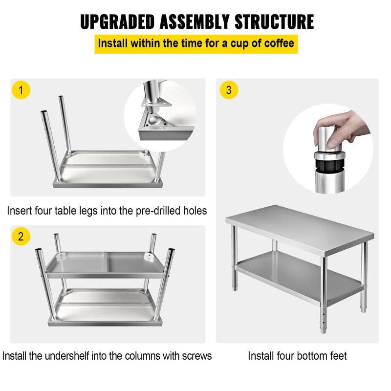 Prep & Savour Demnan Metal Top Workbench