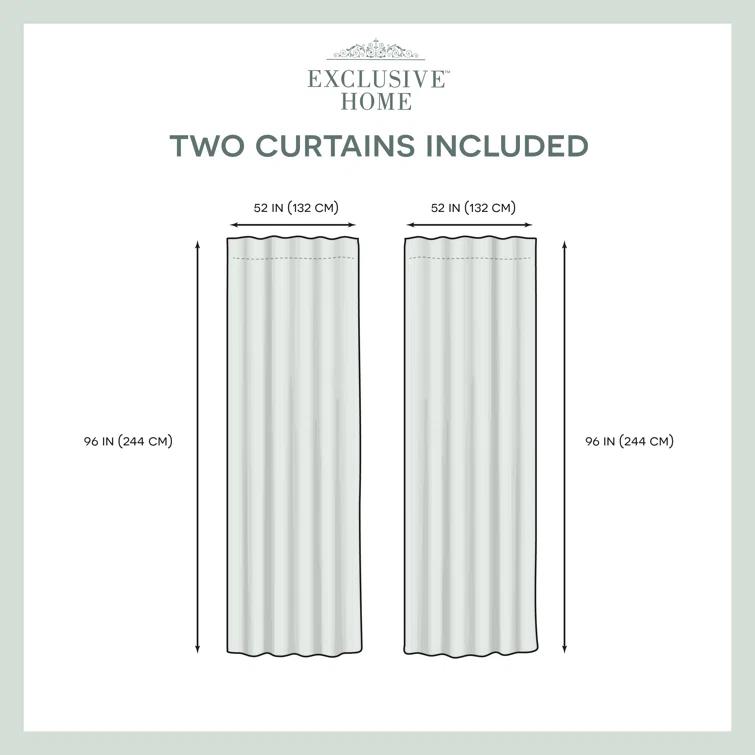 Amalgamated Textiles Exclusive Home Catarina Layered Solid Room Darkening and Sheer Hidden Tab/Rod Pocket Top Curtain Panel Pair (Set of 2)