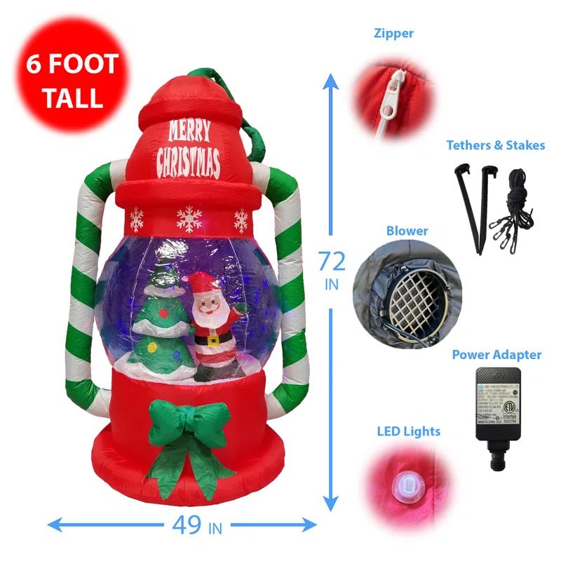 The Holiday Aisle® 6 Foot Tall Lighted Christmas Inflatable Lantern with Santa Claus and Christmas Tree Indoor / Outdoor Holiday Blow Up Yard Garden Decoration & Reviews | Wayfair