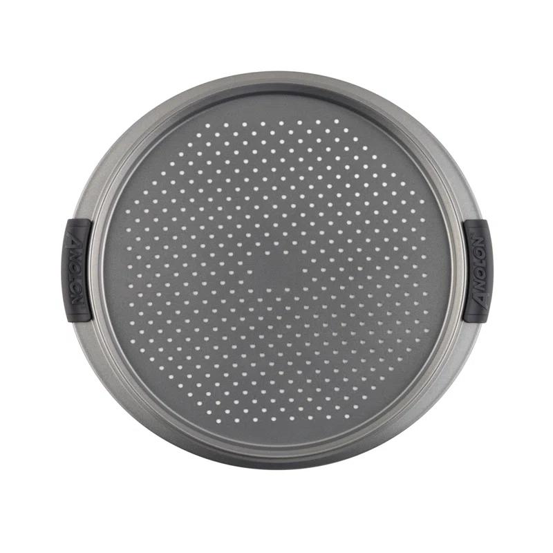 Anolon Advanced Nonstick Bakeware Round Perforated Pizza Pan, 13 Inch, Gray