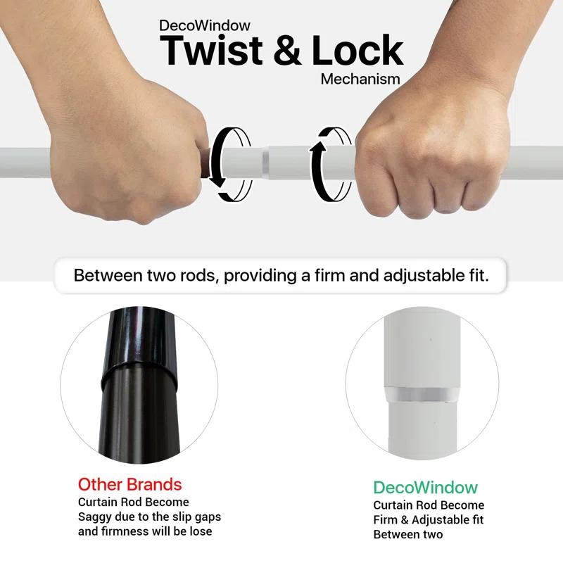 Deco Window Adjustable Curtain Rod for Windows 44 to 120 In Extendable Heavy Duty Iron Drapery Pole with Finials