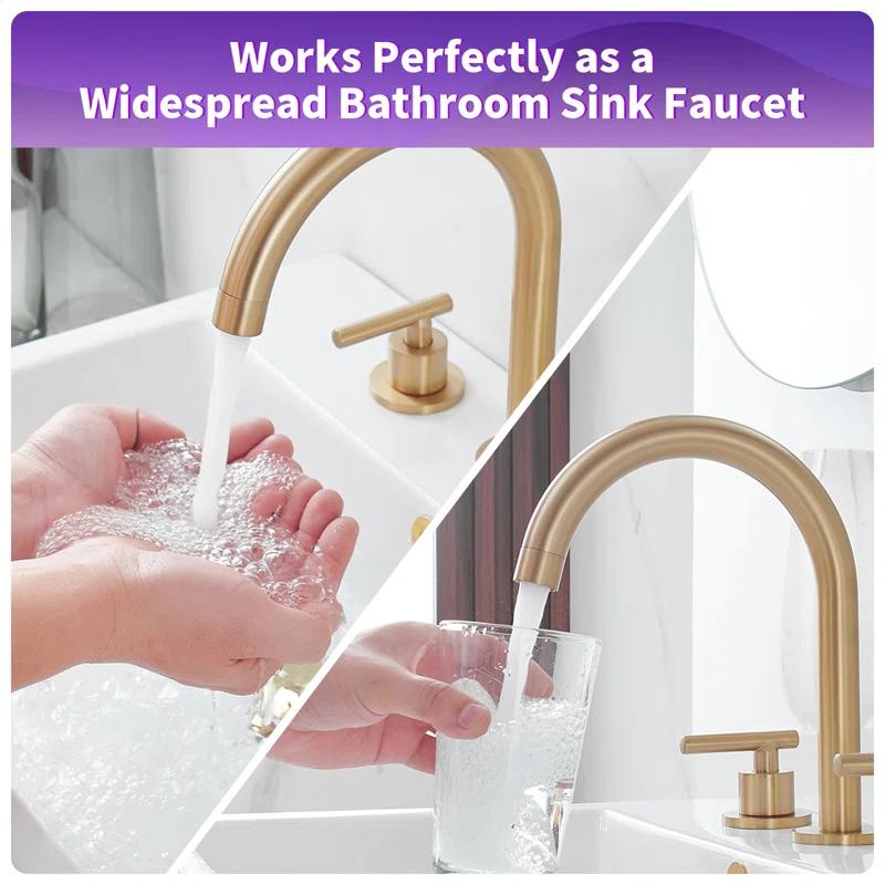 VIBRANTBATH 16441-BG Widespread Bathroom Faucet 3 Hole, 2-handle Bathroom Sink Faucet with Drain Assembly