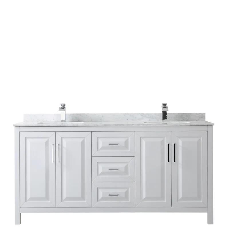 Wyndham Collection Daria 72'' Double Bathroom Vanity with Carrara Marble Top