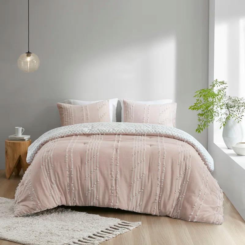 INK+IVY 3 Piece Cotton Jacquard Bedding Set