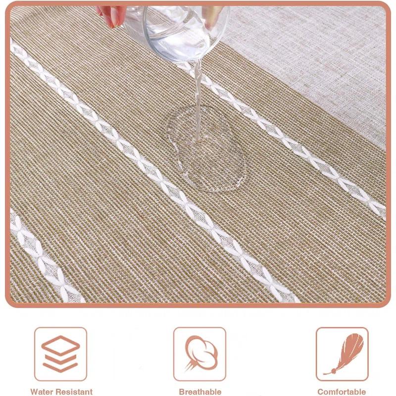 Gracie Oaks Table Cloth Tassel Cotton Linen Table Cover For Kitchen Dinning Wrinkle Free Table Cloths (Coffee, 60In Round)