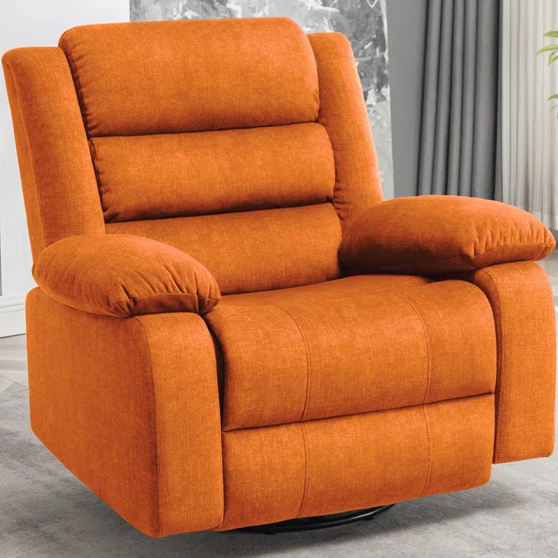 Oversized Orange Faux Leather Recliner with Massage and Heating