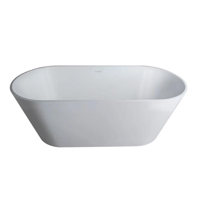 Vanity Art 59'' x 30'' Freestanding Soaking Solid Surface Bathtub VA6914-MS
