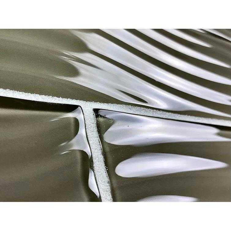 Abolos Pacific 4 in. x 12 in. Textured Glass Straight Edge Subway Decorative Kitchen & Bathroom Wall Tile