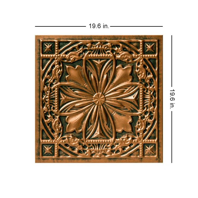A La Maison Ceilings Lucas's Shield 19.63'' L x 19.63'' W Textured Polystyrene Glue Up Ceiling Tile (Set of 96)