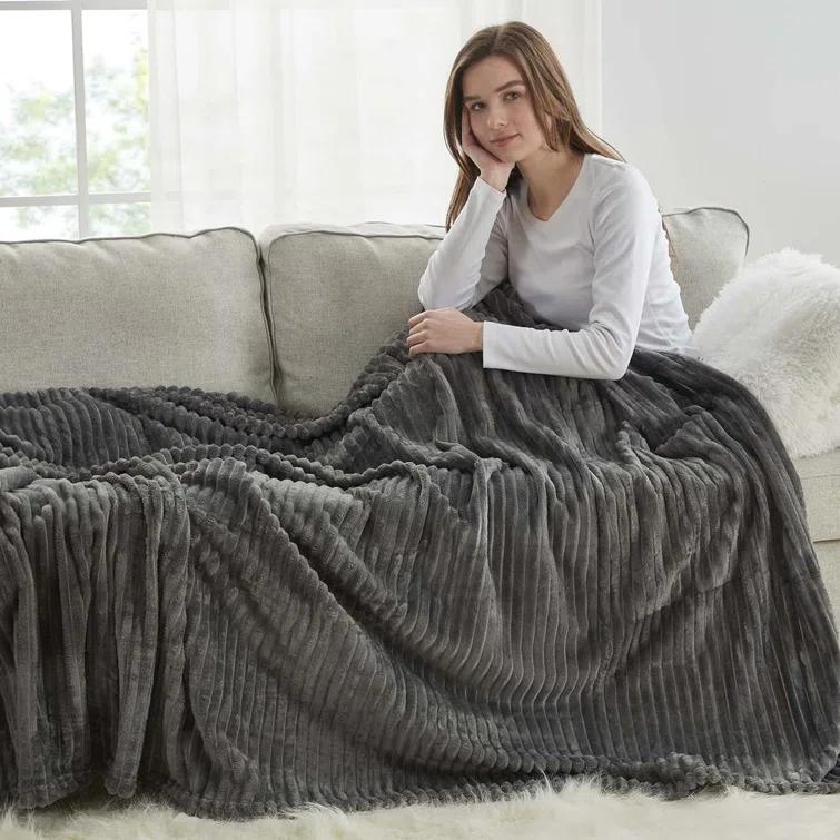 Nestl Nestl Cut Plush Cozy Throw Blanket - Fuzzy Warm Fleece Bed Blankets - Throws for Sofa, Bed, and Couch