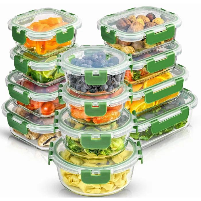 JoyJolt JoyJolt 24-Piece Glass Storage Container Kitchen Food Storage Set with Lids
