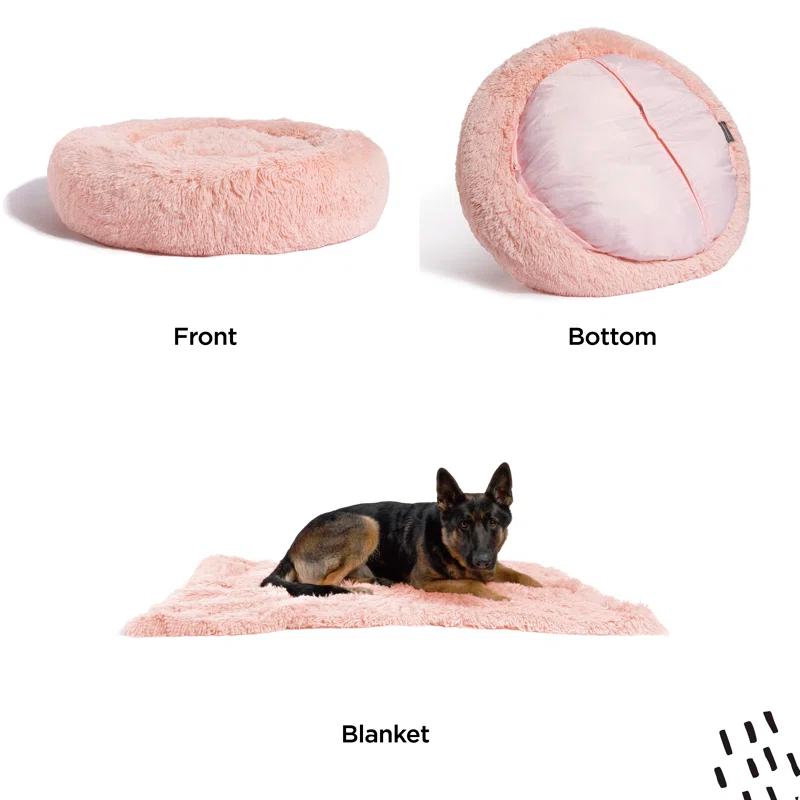 Best Friends By Sheri Best Friends by Sheri Bundle The Original Calming Shag Donut Cat and Dog Bed + Throw