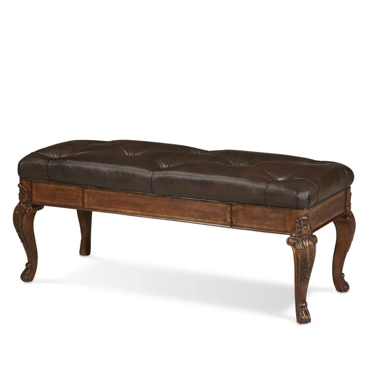 A.R.T. Old World Genuine Leather Upholstered Storage Bench
