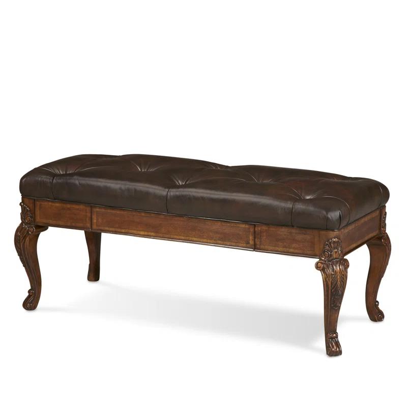 A.R.T. Old World Genuine Leather Upholstered Storage Bench